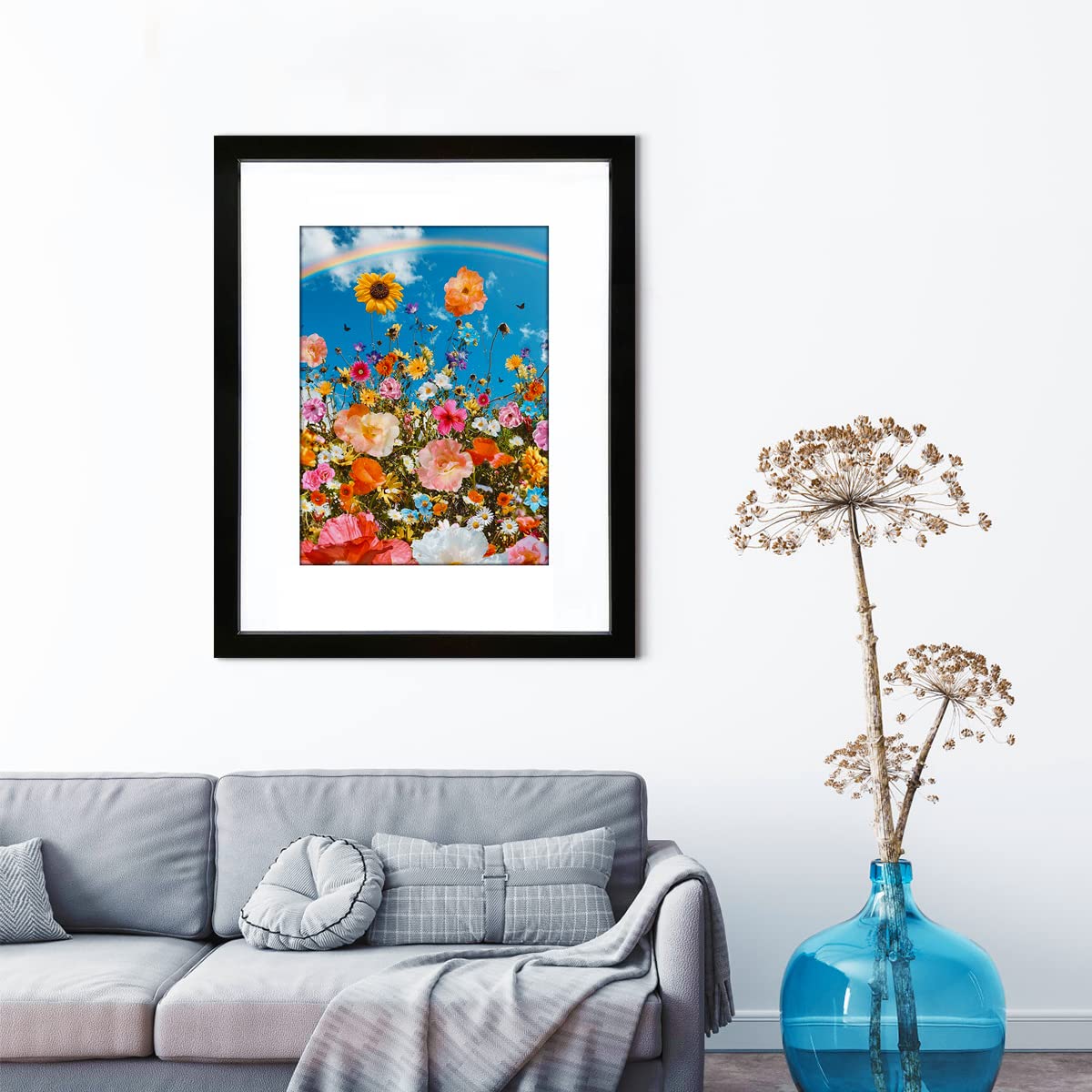 KZZLOL 14x20 Frame, Display Pictures 12x16 with Mat or 14x20 Without Mat, Wall Gallery Black Upscale Picture Frames, 1-PCS