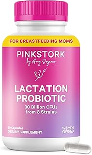 Lactation Probiotic - 30 Billion CFUs Multi Strain Postnatal Probiotics for Breastfeeding Women - Support Breast Milk & Gut Health, Postpartum Essentials, 30 Capsules