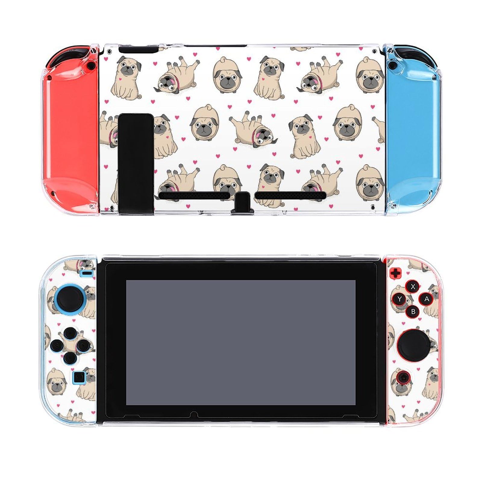 AoHanan Pattern with Pugs Switch Screen Protector Case Cover Full Accessories Switch Game Case Protection Skin for Switch Console And Joy-Cons