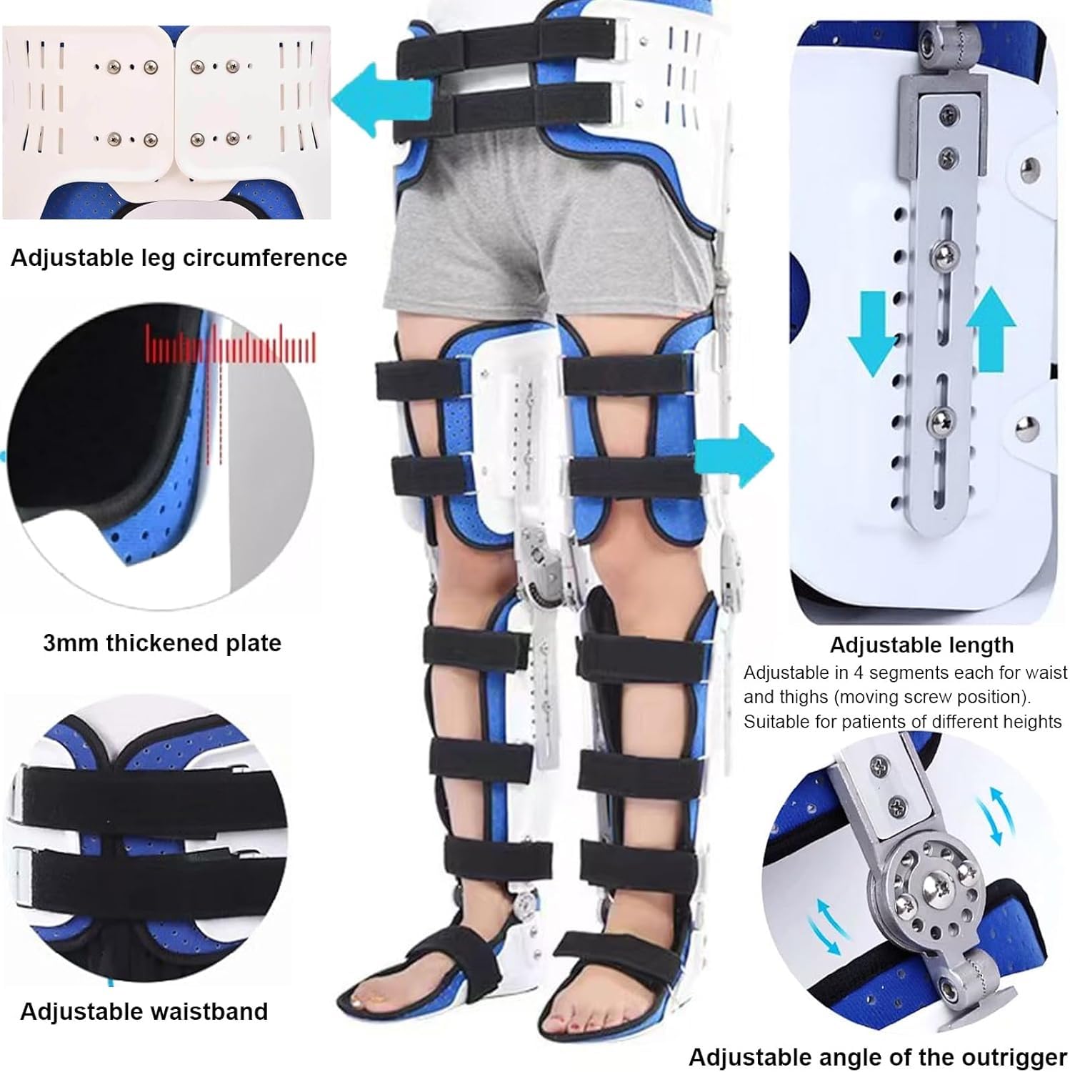 Orteza stawu kolanowego, Orteza stawu skokowego stawu biodrowego z butami do chodzenia, Regulowany stabilizator całej nogi Szyna ortezy stawu kolanowego, do rehabilitacji złamań biodra