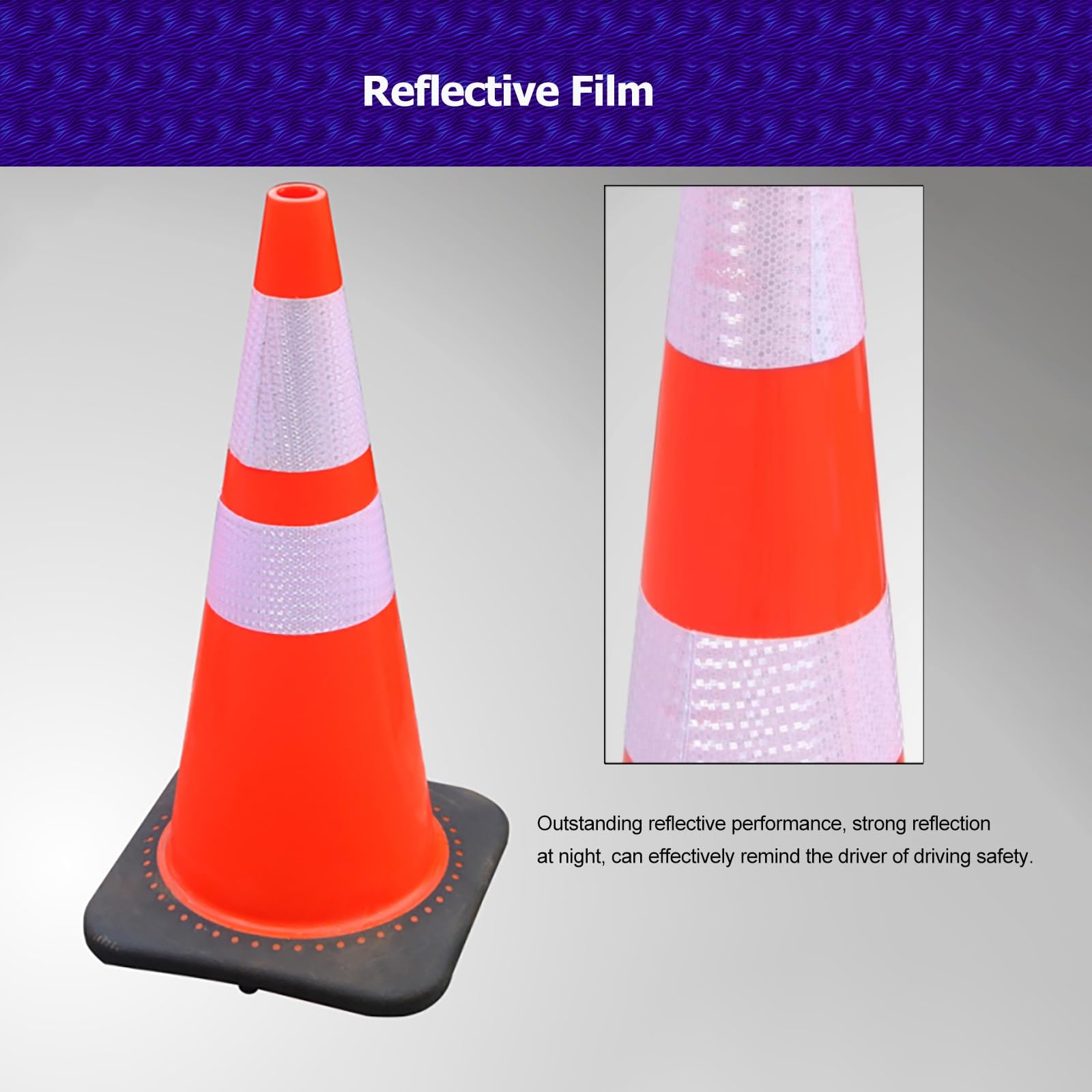 Poste señalizacion trafico 8 paquetes de conos de seguridad para estacionamiento en carretera, base de PVC, cono de tráfico de plástico flexible con collares reflectantes, para el hogar/calzadas(70cm/
