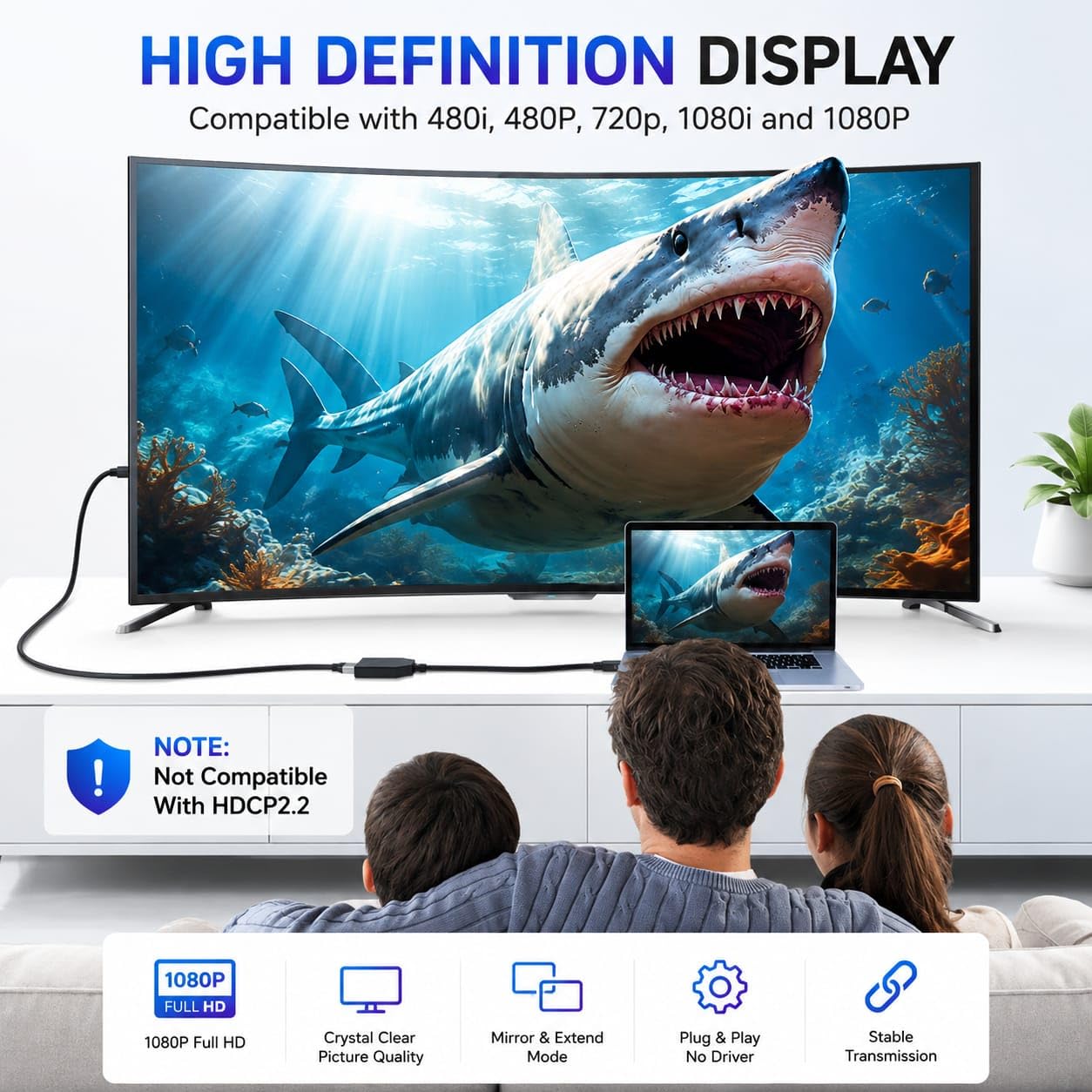 FORIDA HDMI Y Splitter Cable 1 in 2 Out, 4K 1080P 3D HDTV Dual Port Adapter, 1 Male to 2 Female HDMI Converter Splitter for TV Monitor Laptop PS3 PS4 PC VR Display [ Mirror Display Only ] — Amazon image 6