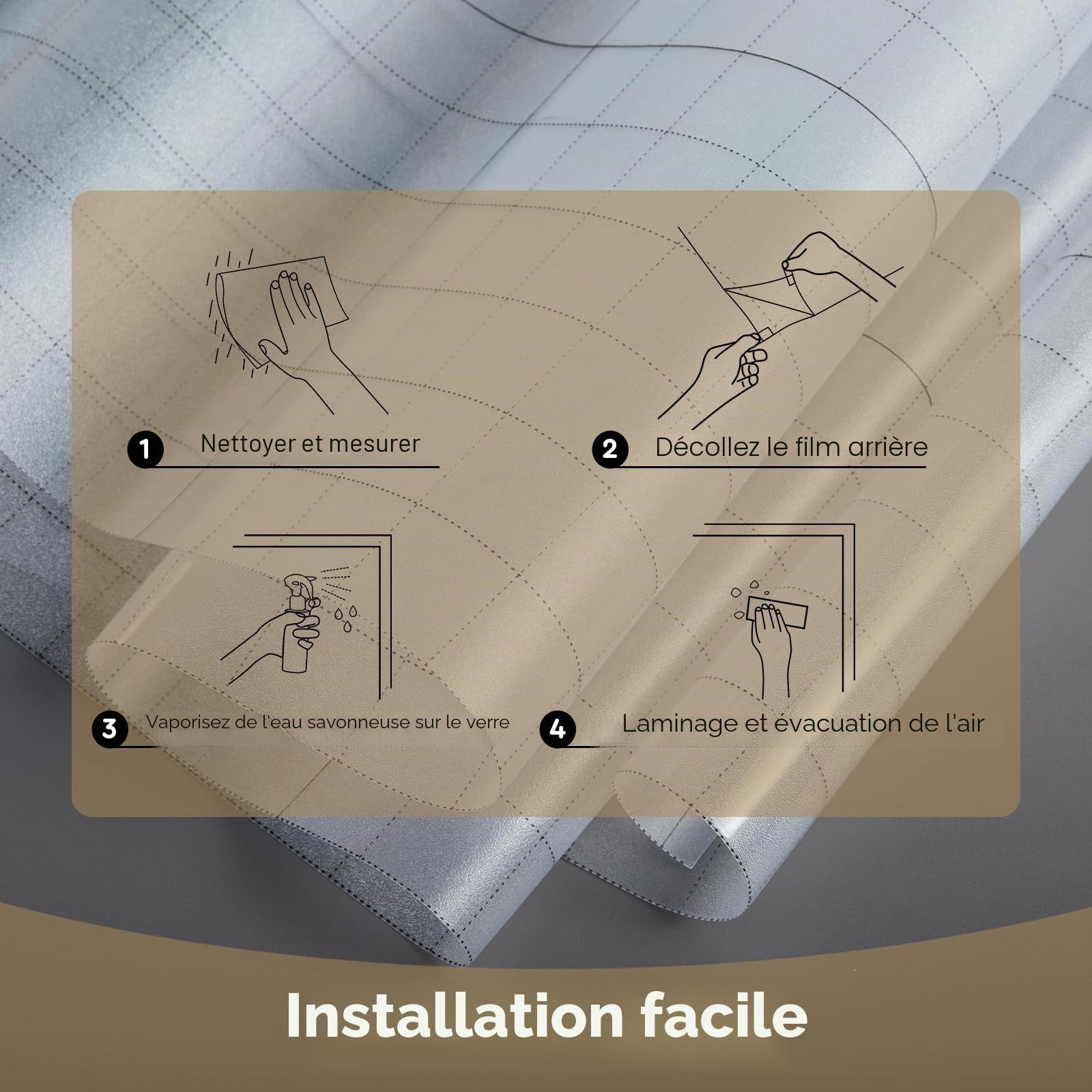 LEMON CLOUD Film Fenetre Anti Regard Film Occultant Fenêtre Opaque Vitrage Film Electrostatique Vitre Film Anti UV Dépoli pour Bureau Salle de Bain Chambre Cuisine 90x400cm