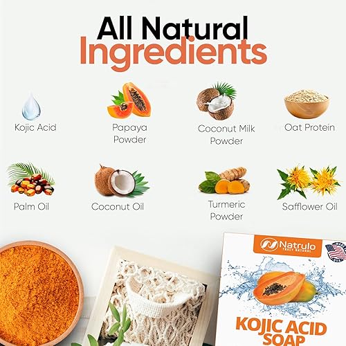 Miniatura 5 de Jabón de ácido kójico para hiperpigmentación  Jabón de papaya de cúrcuma kójica para aclarar la piel  Jabón de manchas oscuras reduce el acné,