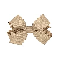 Vista 68 de Wee Ones Lazo clásico de grogrén para niñas con bordes festoneados, pinza antideslizante para el cabello, hecho a mano, blanco antiguo, mini