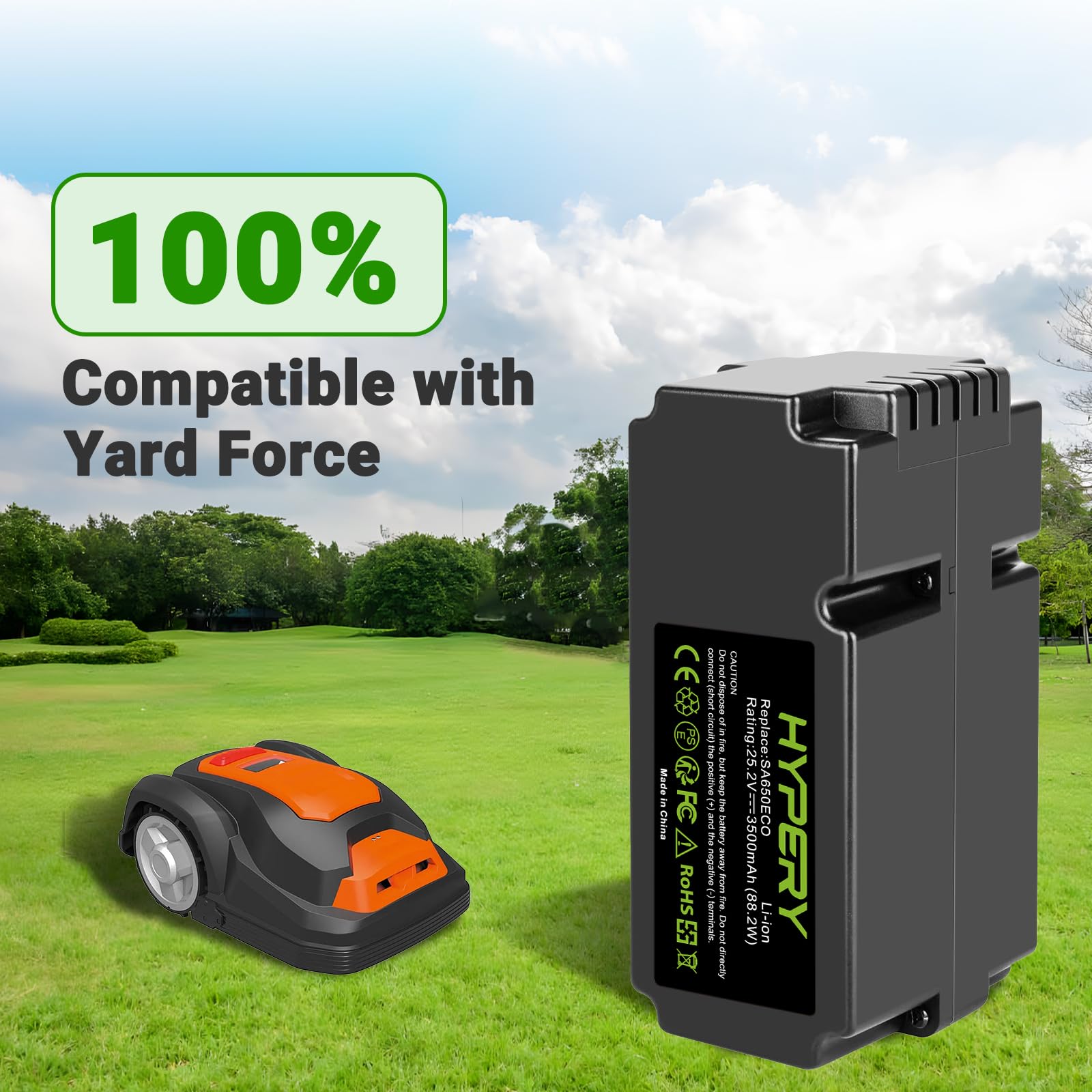 Batería de ion de litio de repuesto de 25,2 V, 3500 mAh, compatible con robot Yard Force SA650ECO SA500ECO SA600H SA800PRO SA500 SA900 SC600ECO cortacésped robot cortacésped