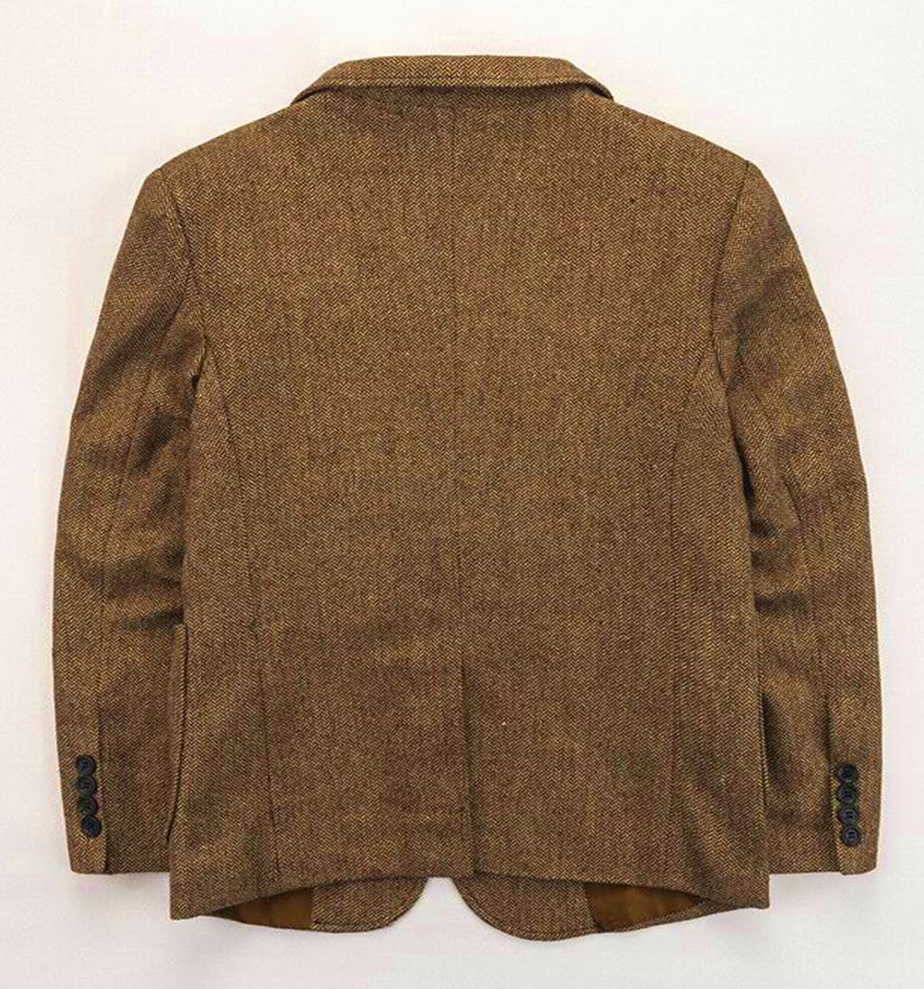 VENNYNG Boy's Tweed Suit Blazer Jacket Spring Single Breasted Kids Short Elegant Coats Toddler Children Overcoat Winter