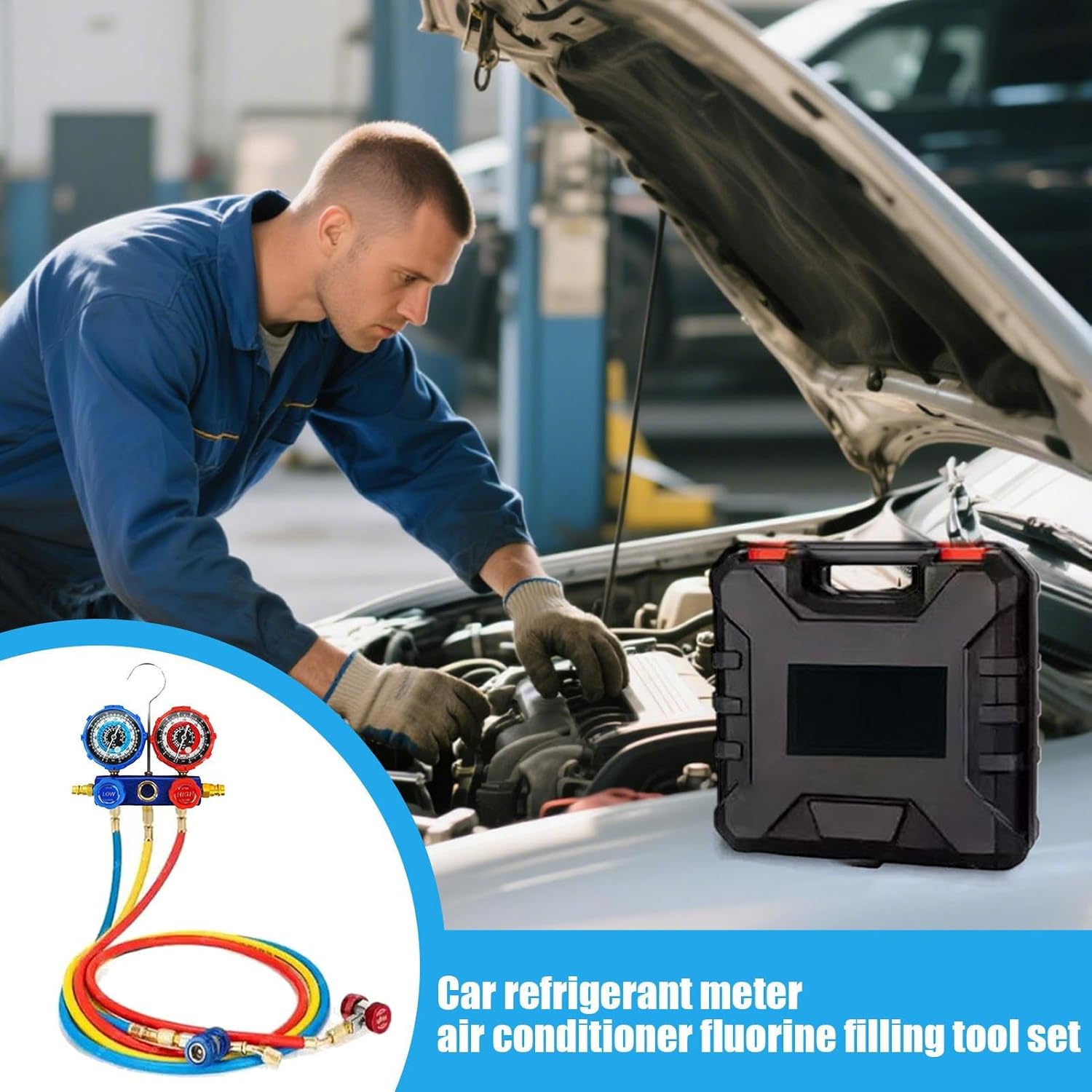 MOTOCOCHEデジタルHVACゲージ、R410A R134Aデジタル真空圧力マニホールドゲージセット、90冷媒漏れ検出モード(デ エアコン  ガスチャージキット マニホールドゲージ 対応冷媒 R22 R134a R404A R410A チャージングホース 缶切りバルブ ee231 Hvacゲージセット - マニホールドゲージセット | Hvacマニホールドゲージセット | Hvacsゲージセット | 冷媒詰め替