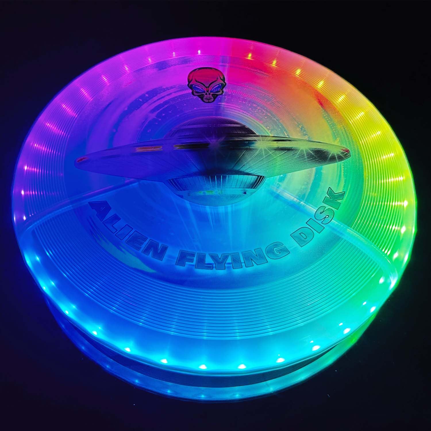 LETAO RGB Flying Disc - 38 LEDs, 12 Lighting Modes, Rechargeable, Waterproof, Lightweight & Safe for Kids & Adults