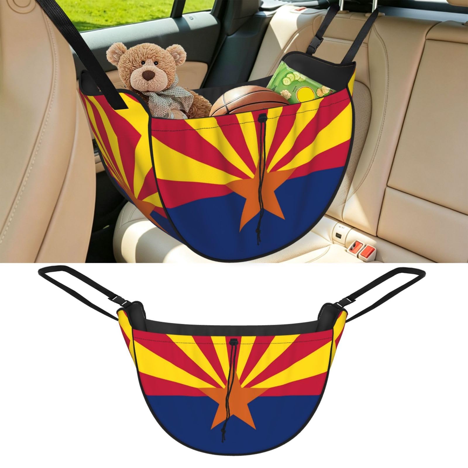 Cntdbu Black Arizona State Flag Car Seat Organizer-Backseat Storage Bag For Travel