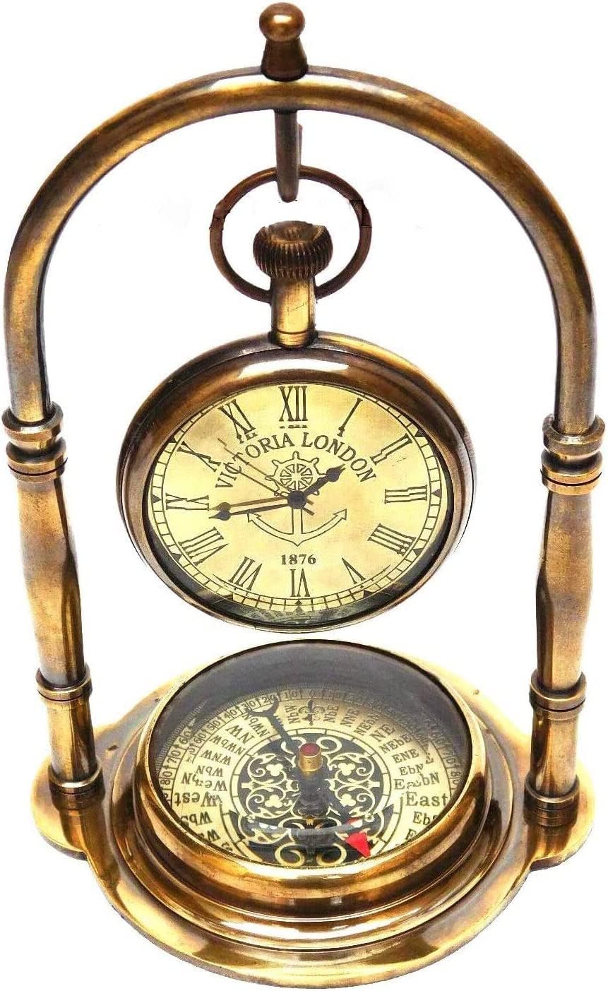 Antique Vintage Small Table Clock | Table Clock for Living Room | Vintage Nautical Design, Elegant Home or Office Décor | Desk Tables & Shelf Decor Clocks | Non Ticking Silent Shelf Clock