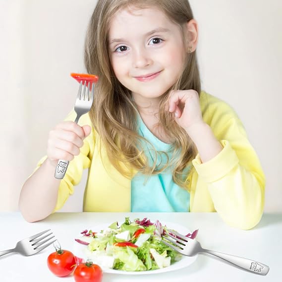 Pimoys Toddler Forks, 9-Pack Stainless Steel Kids Forks