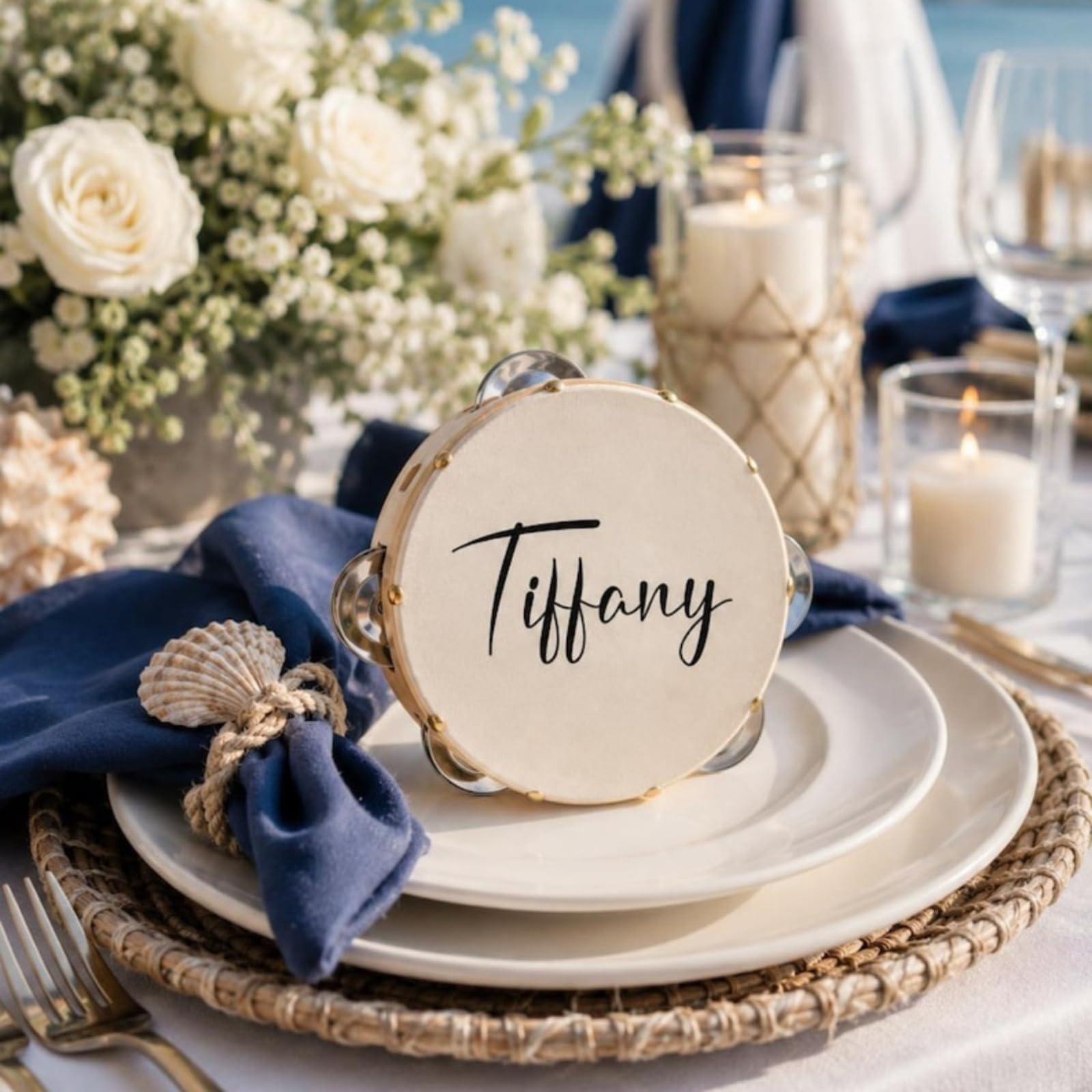 Panderetas de boda personalizadas con nombre y logotipo, mini panderetas para boda, piel de oveja para niños y adultos, tarjetas de lugar de boda, pandereta para iglesia, recuerdos de boda para