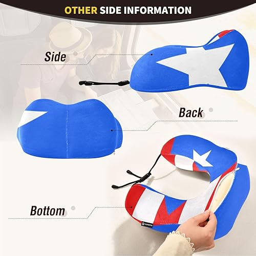 Miniatura 5 de Almohada de viaje para cabeza de cuello, bandera de Puerto Rico, acolchado de espuma viscoelástica, para dormir, avión, trenes, coches, camping,