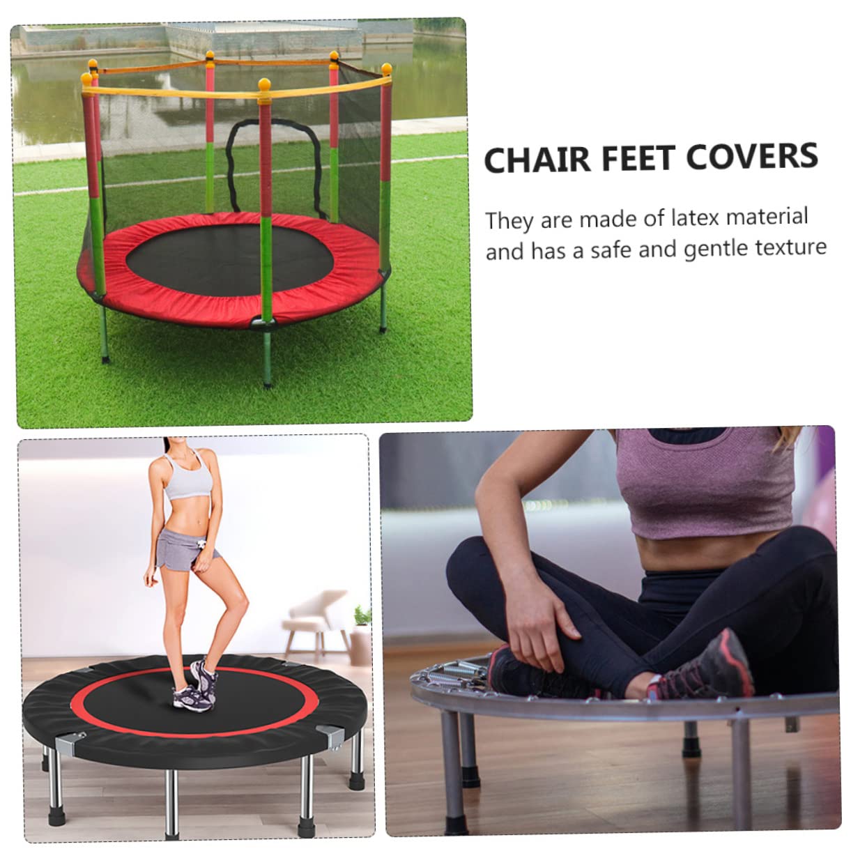 Abaodam Trampoline Safety Pad 6pcs Non-Skid Caps Bed Feet Pads Rotatable Black Furniture Leg Covers