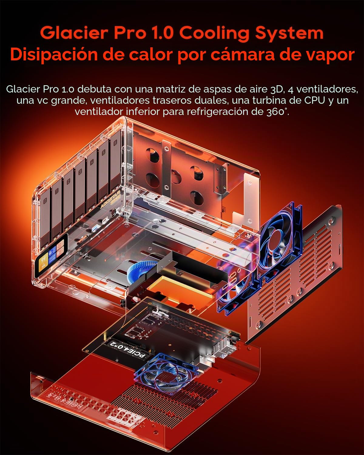 AOOSTAR WTR MAX Mini PC NAS de Escritorio de 11 bahías, Servidor NAS Ryzen 7 PRO 8845HS Sin RAM Sin SSD, 6*2.5"/3.5" SATA HDD, 5*Ranuras M.2 NVMe, 2*10GbE, 2*2.5GbE, Almacenamiento conectado en red