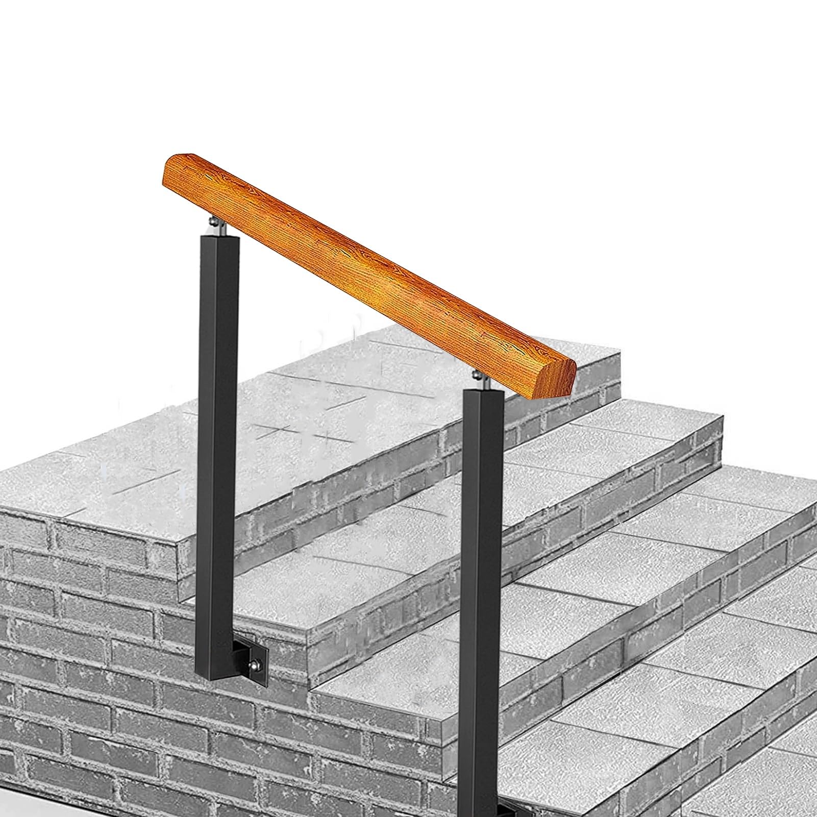 Rambarde en fer forgé noir au design traditionnel et robuste pour escaliers