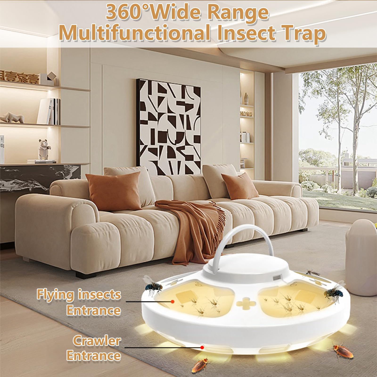2PCS Trampa para Pulgas, Lámpara para Atrapar Pulgas, Repelente de Plagas Trampa para Pulgas, con 4 Modos Control de Plagas de Mascotas, No Tóxico, para Dormitorio, Salón, Cocina（Blanco）