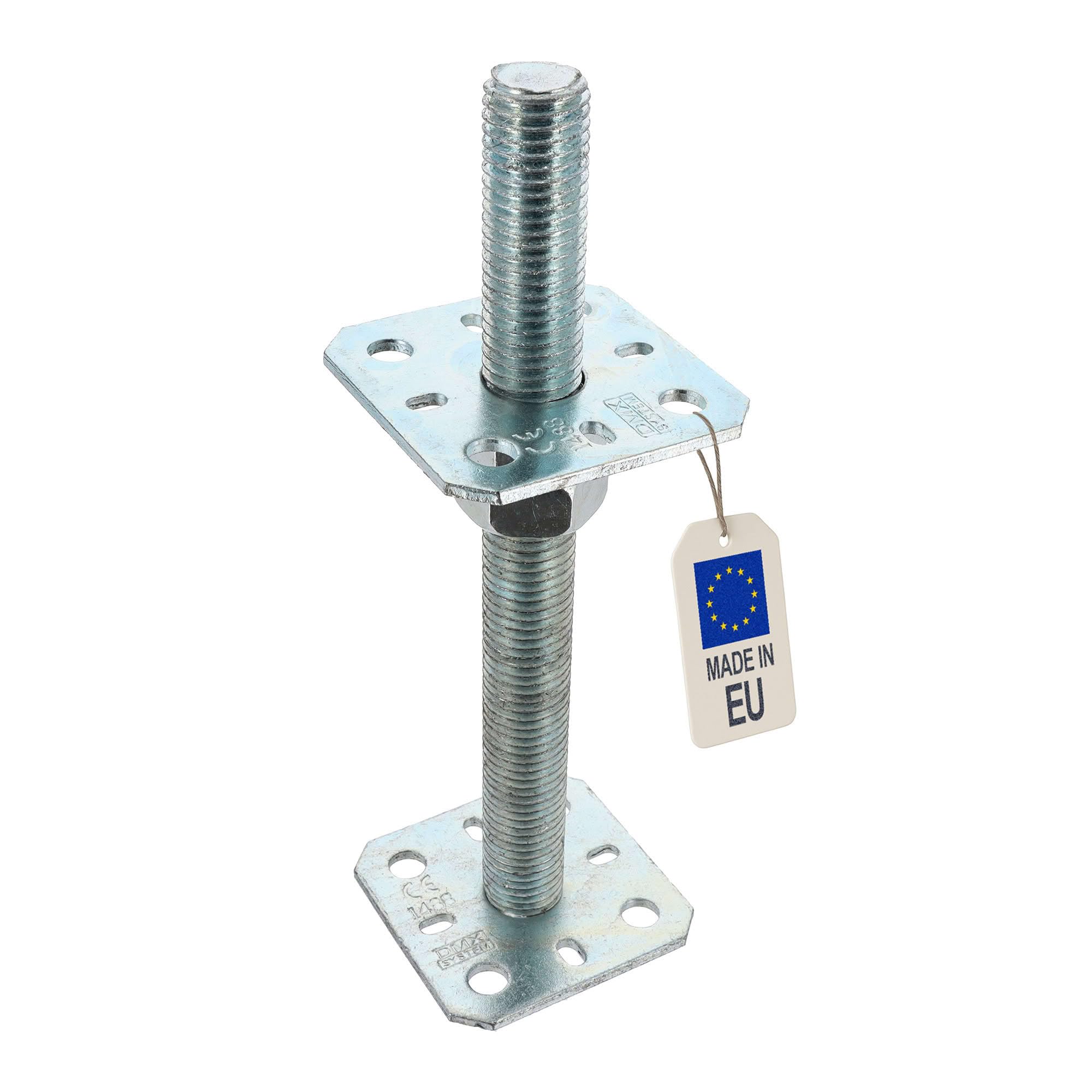 Embase Pied De Poteau Carrée Réglable M20 Galvanisée – 100x160x250x3mm, Fixation Solide Pour Poteaux Bois Extérieur