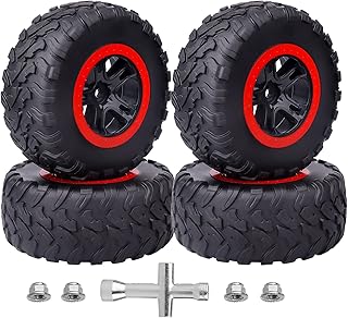 HobbyPark 12mm Hex Pre-Glued 1/10 RC Short Course Wheels and Tires Set Assembled for Traxxas Slash 2wd 4X4 VXL Redcat Blackout SC Pro TR10, Losi 22S SCT fit Brushless Motor 2S 3S 4S Models