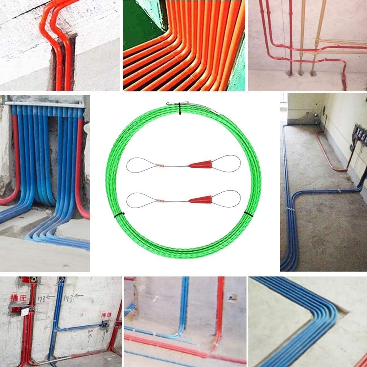 Aiguille Electricien,50m Tire Fil Electrique 4,5mm DiamèTre Tire Fils Electrique,avec 2 Tête Guidage,Tire Fils Electricien Aiguille, Spiralé Flexible Aiguille Tire Fil