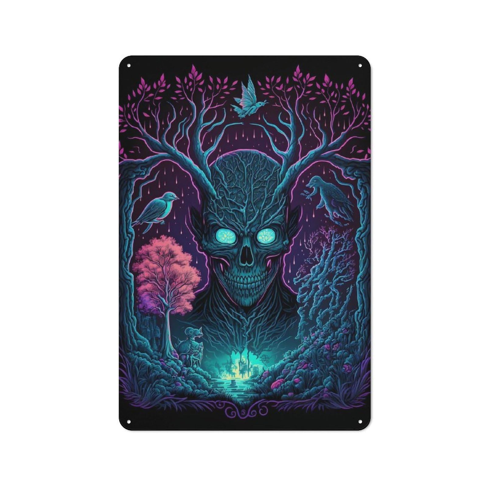 Junmoney Dark Forest Spirit Retro Metal Wall Sign 30X20cm For Man Cave Or Games Room, A Housewarming Gift For Games Room Collectors