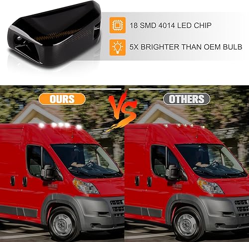 Miniatura 3 de 5 Uds. Luz LED blanca para techo de cabina de techo, luces marcadoras de cabina para Dodge RAM PROMASTER 1500 2500 3500 LED luces de techo con lente