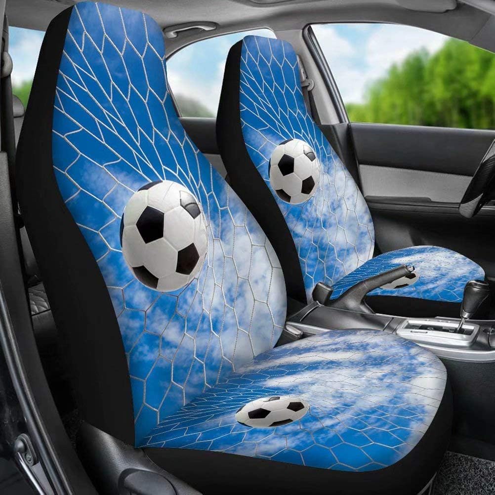 Dellukee Car Gym Seat Covers Soccer Print Universal 2pc Front Car Seat Cover Protectors for Most Car Truck SUV Van