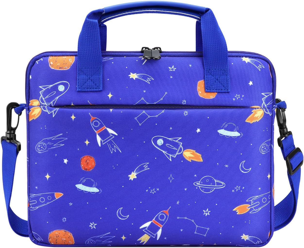 Dadanism Tablet Bag for Kids, 12.5 Inch Portable Tablet Sleeve Carrying Case with Handle & Shoulder Strap, Fits All-new Fire HD 10 Kids (Pro) 13th/11th Gen 2023/2021, Blue Space