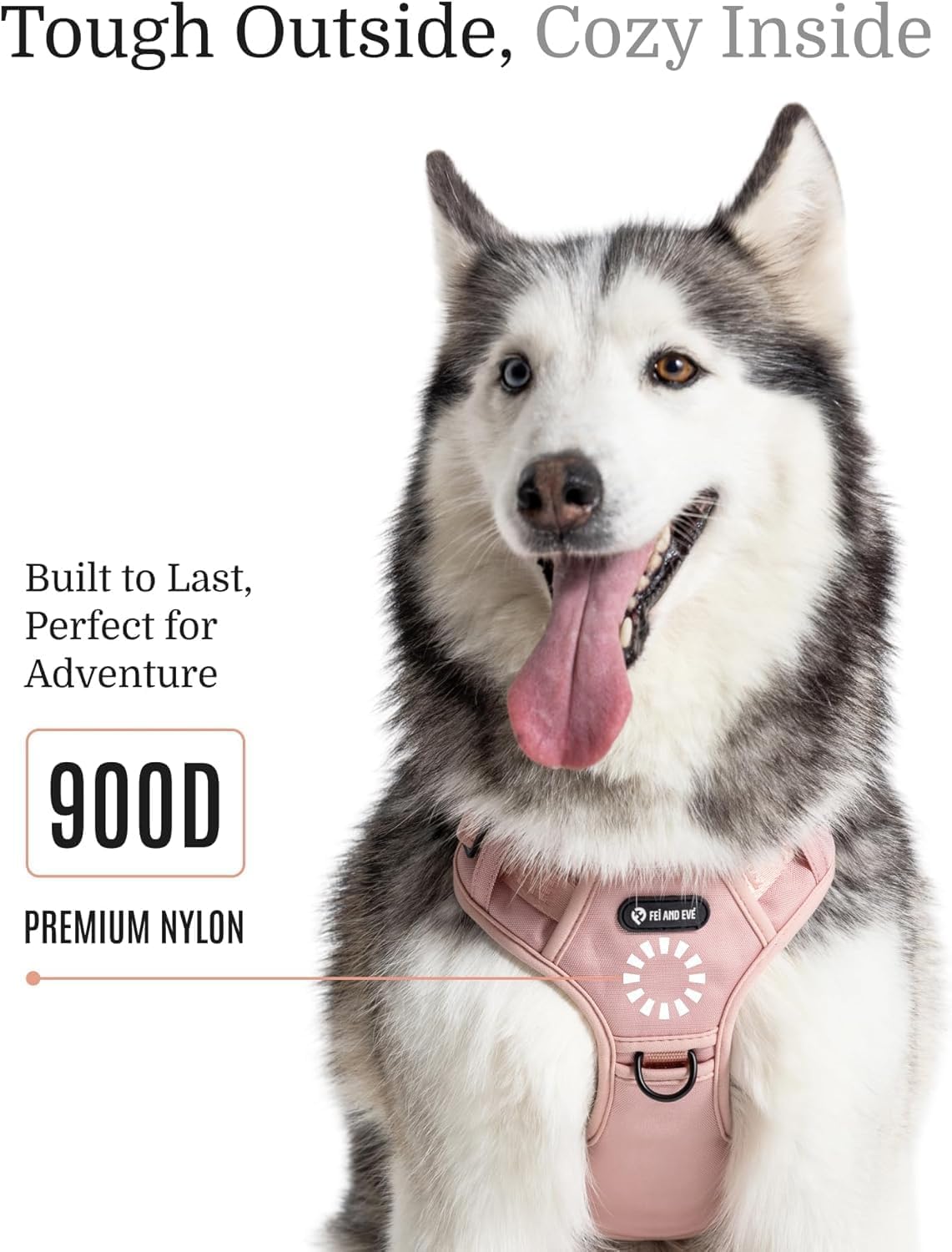 2026 New Edition, Fei & Eve MagEase Dog Harness - 3-Second Magnetic Buckles | 3-Point No-Pull Control | Heavy-Duty 900D Nylon | Dual Safety Handles | Breathable Mesh | Adjustable Fit | X-Large, Pink - image 4