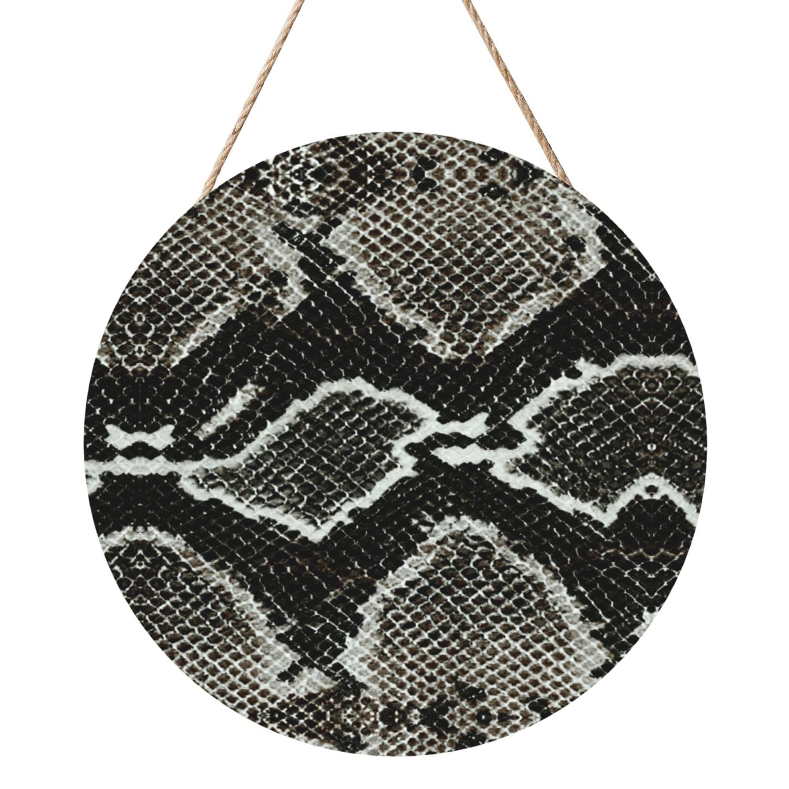 InOmak Snake Skin Texture, Round Wood Panel Painting 12 in, Wall Hanging Painting For Home