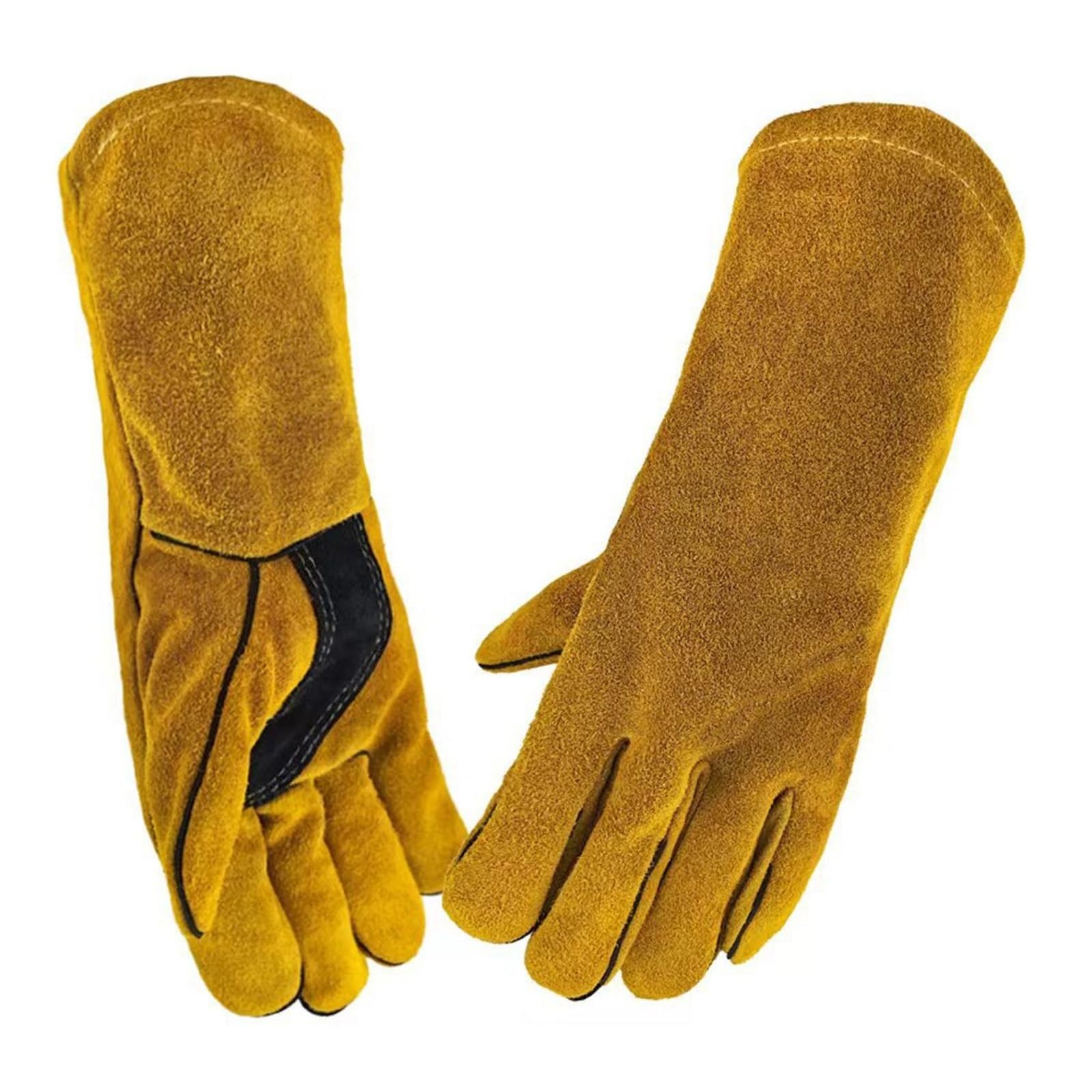 Cowhide Flame-retardant Welding Work Gloves Heat-proof Metal Welding Protector Yellow Gloves Soldering Welding Gloves Tools