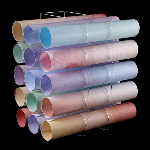 15-Holes Vinyl Storage Rack Acrylic Storage Organizer Multiple Large Holes Display Stand for Vinyl Rolls and More (12 Inch x 7.8 Inch, Aperture 2 Inch) (Clear)