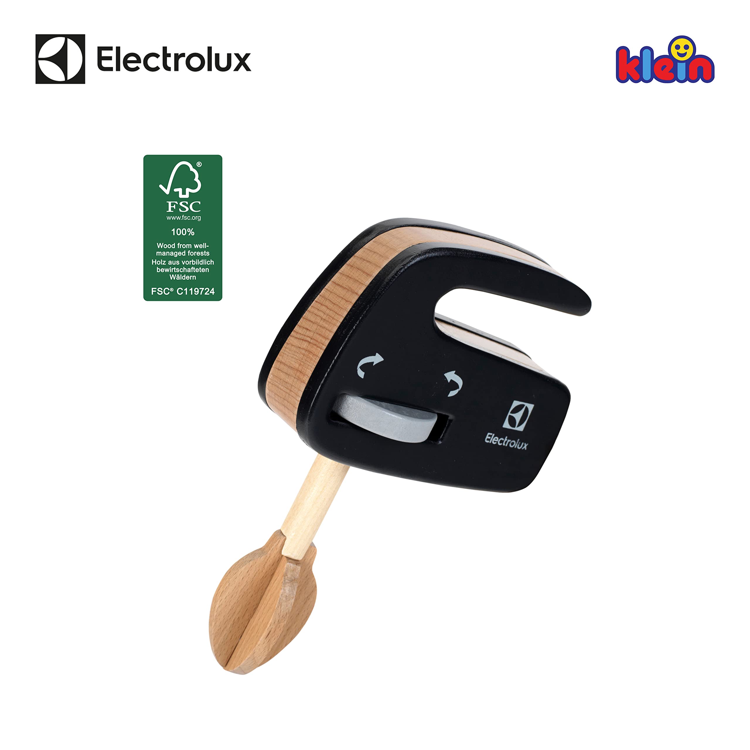 Electrolux 7402 Drewniany mikser ręczny | Mikser z obracającym się mieszadłem | Akcesoria do kuchni dziecięcych i zabawkowych | Wymiary: 11,5 cm x 4,5 cm x 17,5 cm