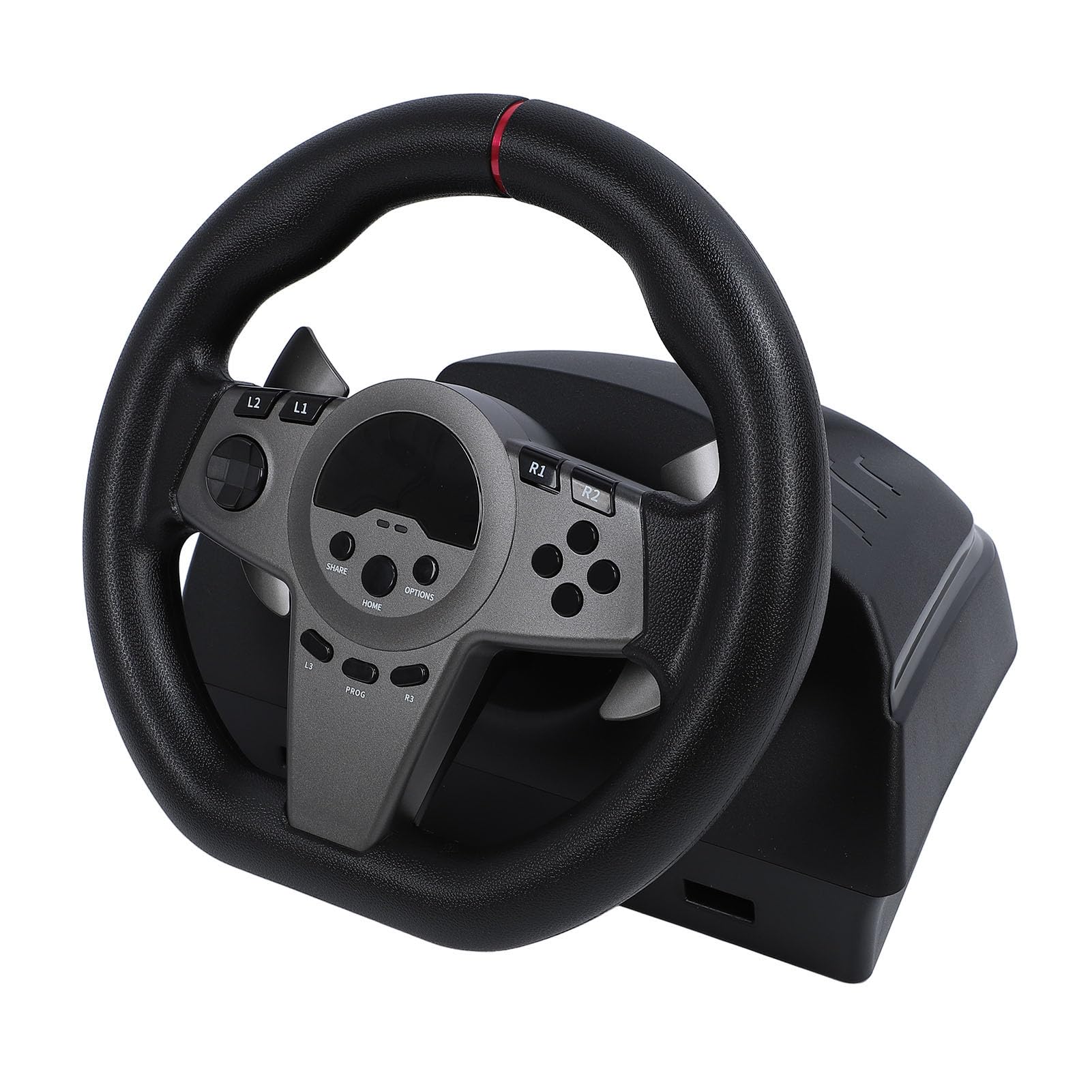 AKLOSIPY Volante da Gioco Dinamico a LED con Pedali, Rotazione di 270° per PC e Esperienza di Corsa su
