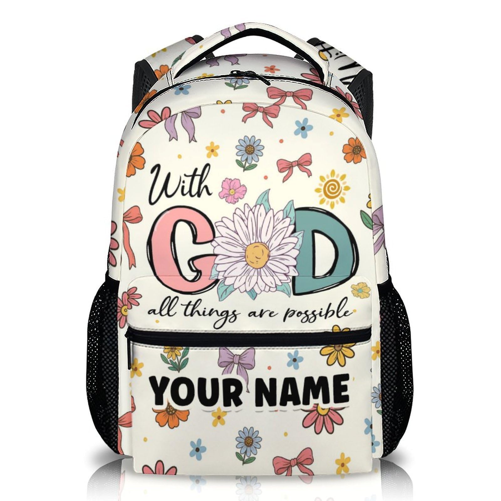 Backpack for Girls Women, Personalized School Backpacks for Kindergarten Elementary Middle College, Cute Custom Christian Gifts for Kids Teens