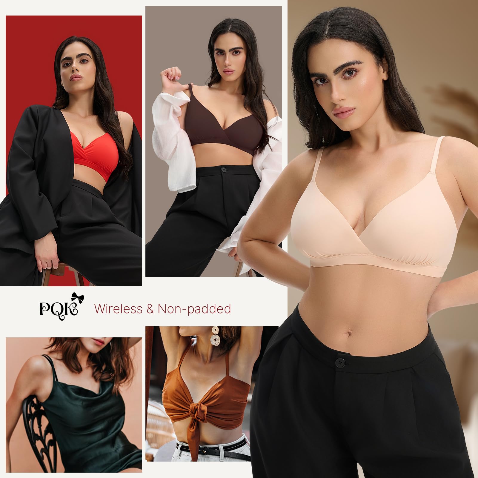Feng Shui Bralette a Triangolo da Donna Reggiseno Profondo Non Imbottito Reggiseni Push up Senza Cuciture Reggiseno Confortevole per Tutti i Giorni Senza Fili