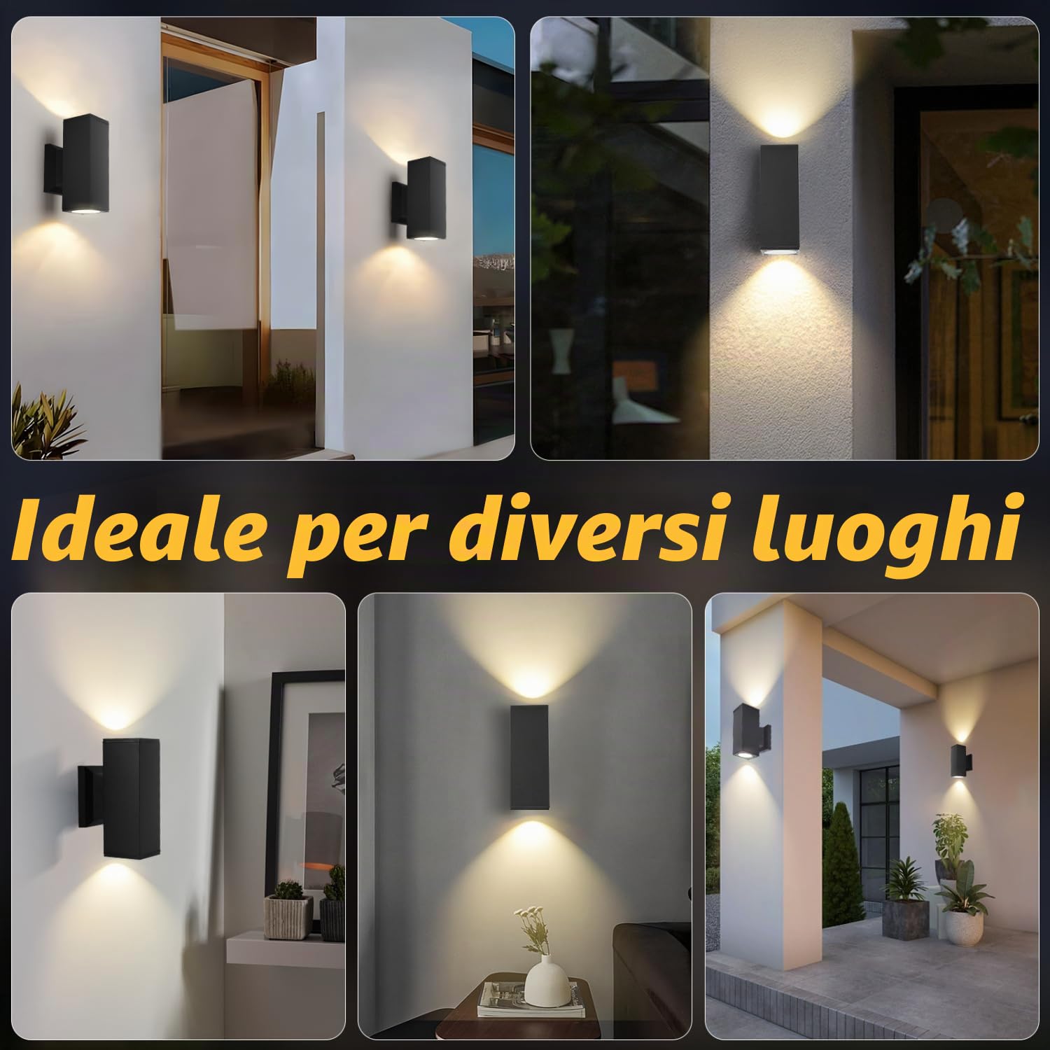 Aigostar Applique da Esterno GU10 - Lampade da Interni ed Esterni - 10 Pezzi in Alluminio Impermeabile IP65, per Patii,Giardini,Corridoi,Balconi,Vialetti, Lampadina Non Inclusa, Nero