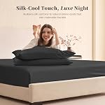 THXSILK 6A+ Top Grade 100% Pure Mulberry Silk Queen Fitted Sheet 3Pcs Set Bed Sheets Luxury Bedding for Hair and Skin Breathable Cooling Natural Materials, 1 Fitted Sheet with 2 Pillowcases, Black