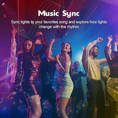 Miniatura 4 de Tira de luces LED de 32.8 pies, tira de luz LED con control remoto de aplicación, sincronización de música que cambia de color, luces LED RGB para