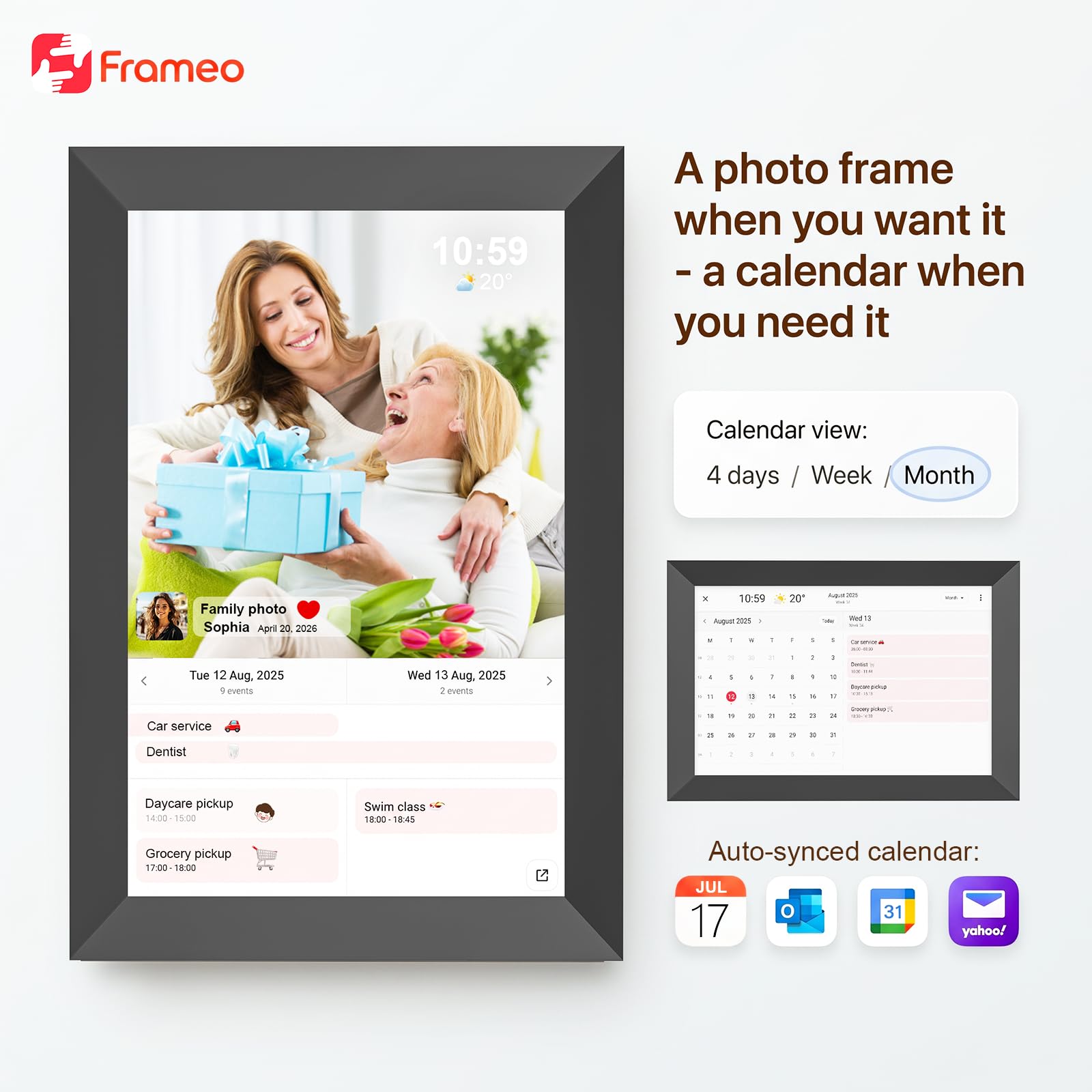 Cadre Photo numérique de 10,1 Pouces, Cadre Photo numérique avec écran 1280 x 800 HD IPS, Rotation Automatique, Installation Facile pour Partager instantanément des Moments Via