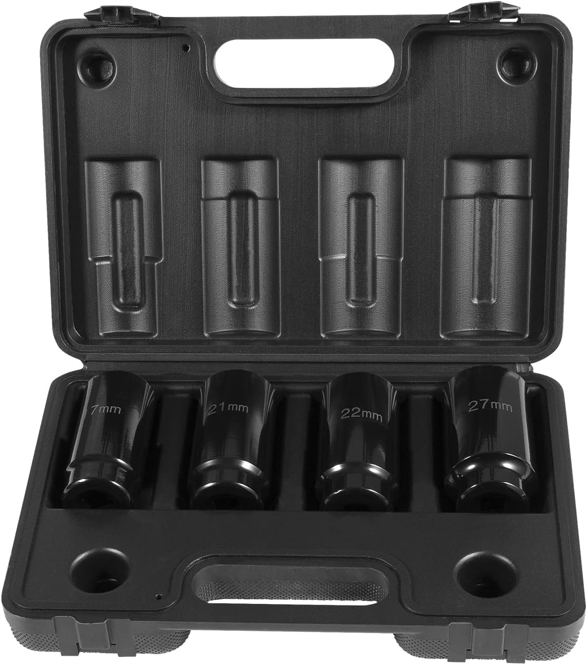 4 Pack Crank Bolt Socket Set, 17MM, 21MM, 22MM, 27MM, Harmonic Balancer Socket Set, 1/2-Inch Metric Deep Impack Socket Kit Set, 3 Times Momentum Power of Standard Impact Sockets