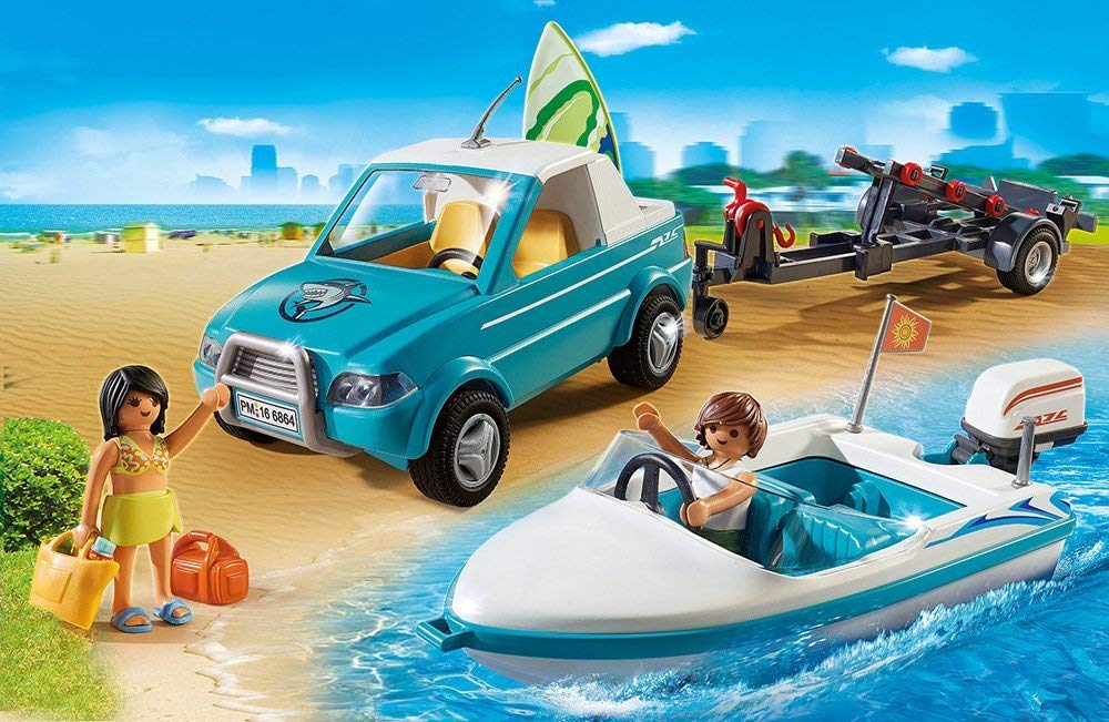 PLAYMOBIL 6864 - Surfisti con Pick Up e Motoscafo, 2 Pezzi