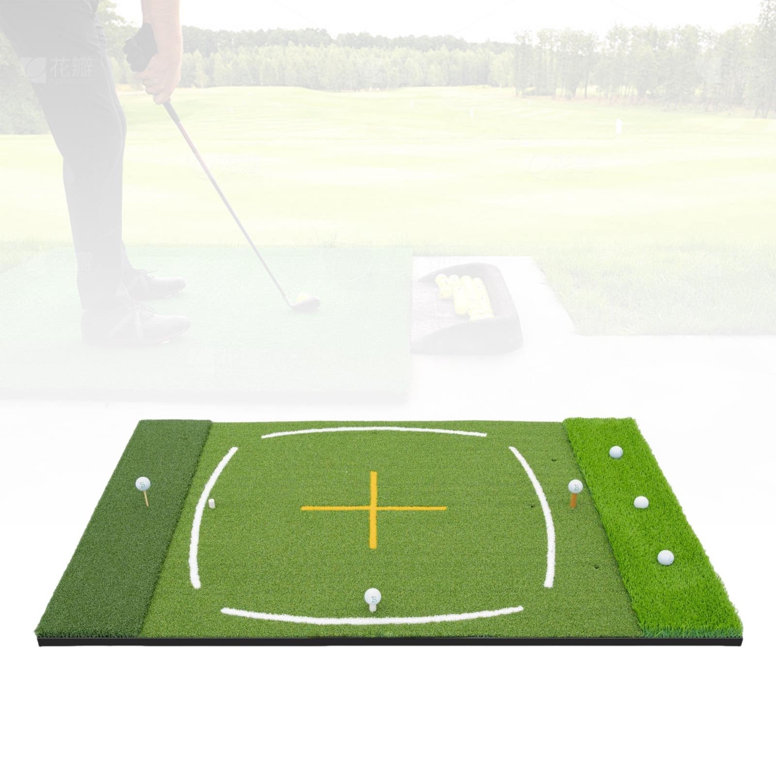 Duża Mata Golfowa Dual-Turf, Do Domu I Ogrodu | Trening Swing, Drive I Chip, Real Feel, Amortyzowana Podstawa Dla Golfistów