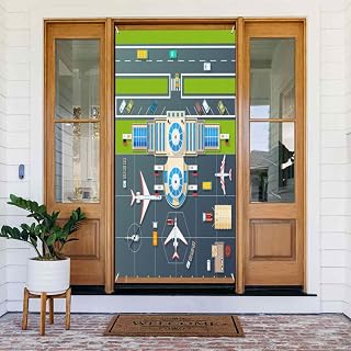 Airport Parking Door Cover Banner Decorations for Office Home Backdrop Background Supplies Decor Hanging Cover, 72.8x35.4 Inch