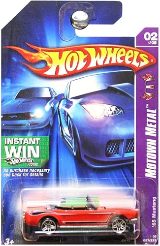 Hot Wheels 2007 Motown Metal 1965 65 '65 Ford Mustang Convertible Rojo Instant Win Card #87