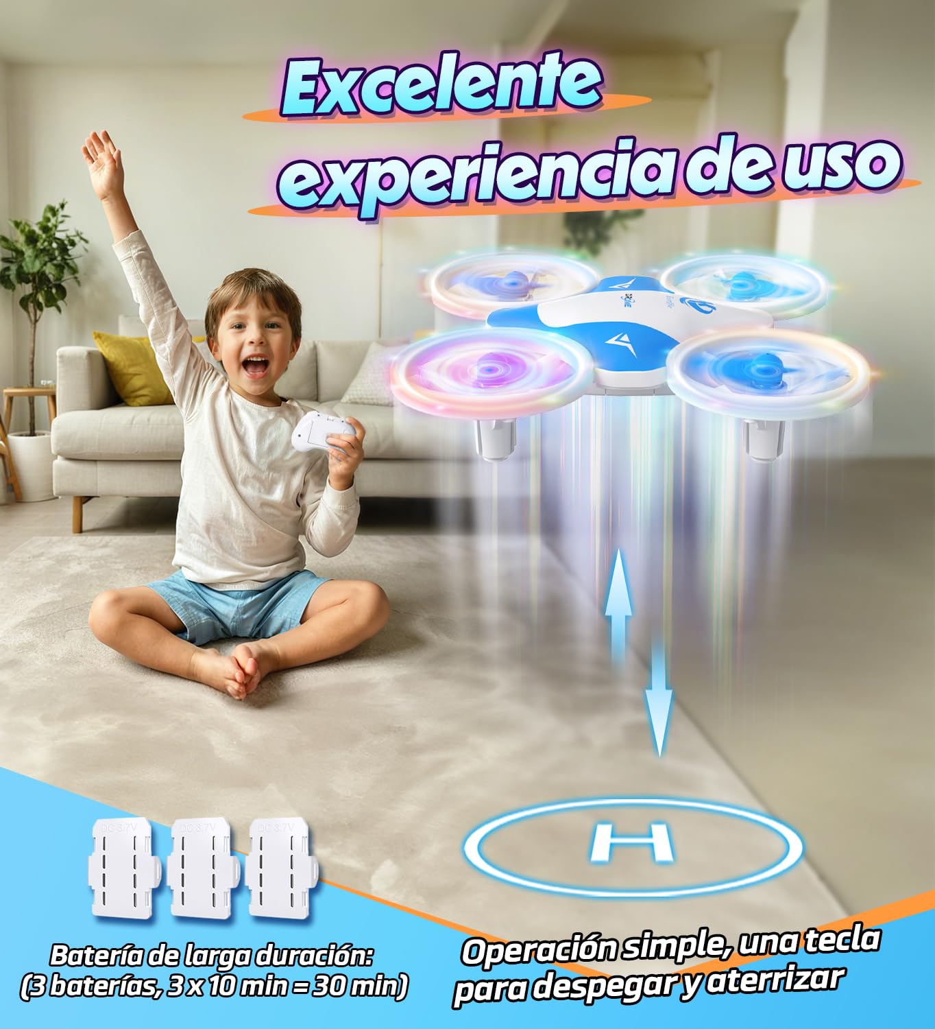 Korffe Mini Dron Para Niños De 6, 7, 8, 9 Y 10 Años, Avión Teledirigido De Juguete Para Niños Y Principiantes Con Luces Led, Ideal Para Interiores Y Exteriores, Ideal Como Regalo Para Y Niñas
