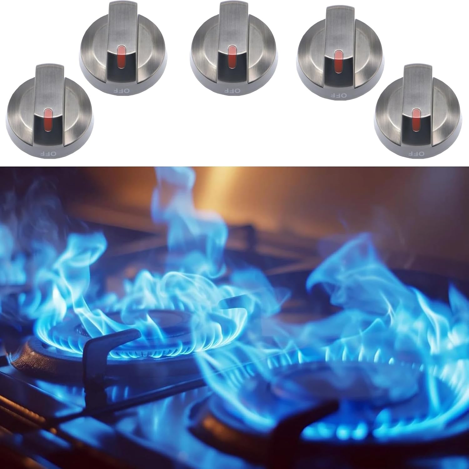 DG64-00473B Stove Knobs Replacements,Stove Knobs Compatible with Samsung Stainless Steel Gas Range,for NX58F5700WS NX58K7850SS NX58H5600SS NX58J7750SS NX58H5650WS (Black)