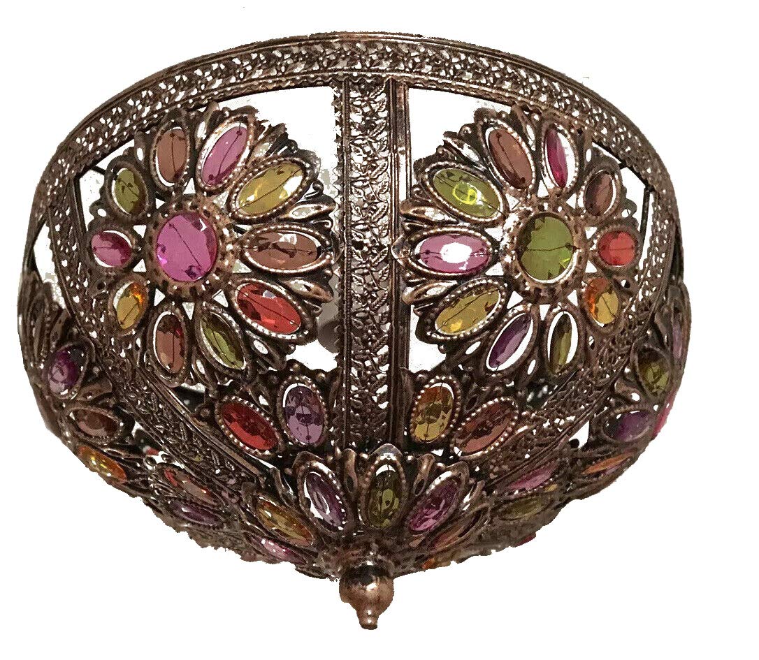 Artifact Moroccan Style Antique Bronze Gem Chandelier, 24cm (L) x 24cm (W) x 16.5cm (H), Living Room
