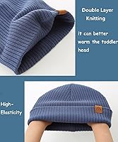 Vista 4 de Moon Kitty 2 piezas Gorro de bebé suave Gorro de bebé cálido de punto Gorro de invierno para bebé para niños